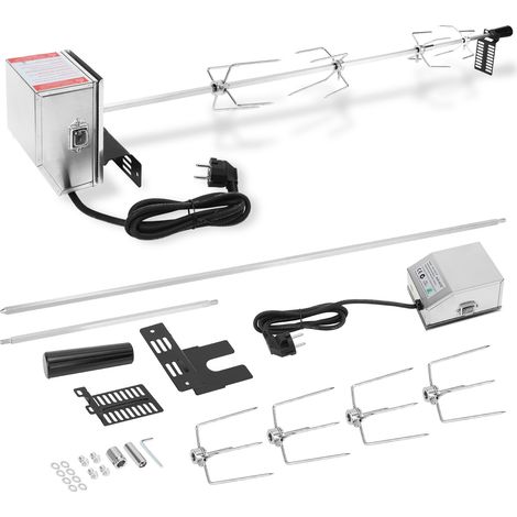 SWANEW Set de brochetas BBQ para parrilla 117 cm con motor de acero inoxidable, 220V - 240V, rotisserie para barbacoa (1/5)