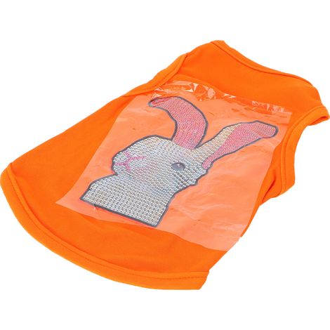 Chemise pour chien, pyjama confortable pour chien, gilet pour animaux de compagnie orné de strass pour chien maltais/poméranien, orange, taille M (1/5)
