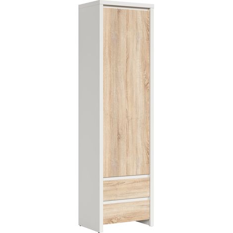 Armadio 1 anta 2 cassetti Soren marrone e bianco 200,5cm