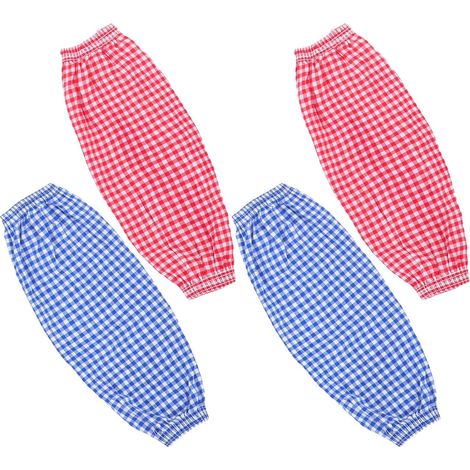 Manchons de Protection Bras en Coton et Lin à Carreaux, Surmanches Lavables et Élastiques, Lot de 2 Paires Cuisine et Ménage Pratique (1/5)