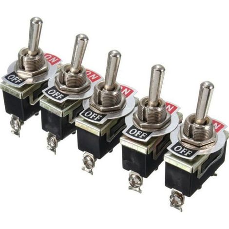 Interrupteur À Bascule - 2 Pin - 20 A 125 V AC - Étanche IP67 - Pour Installation Électrique Intérieure Extérieure - Lot De 5 (1/4)