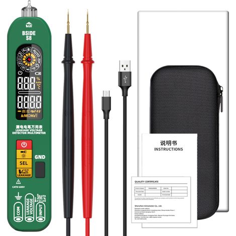 S8 3-in-1-Multimeter für elektrische Tests mit farbigem Display mit Hintergrundbeleuchtung