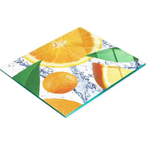 Dekoratives Schneidebrett aus gehärtetem Glas, Orangenmotiv, 60 x 52 cm (1/5)