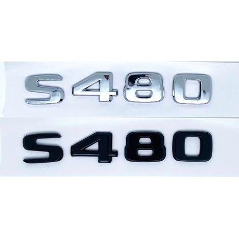 (S480, Argent) - Emblème ABS série S compatible avec Mercedes-Benz Classe S W222 W223 - Logo autocollant latéral arrière (1/5)