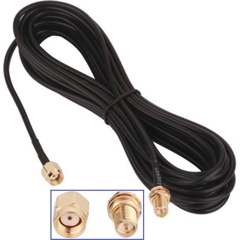 Adaptateur RP SMA mâle/femelle, Câble Coaxial 10m, Rallonge Antenne WLAN, Câble d'Extension pour Antenne (50 Ohm)