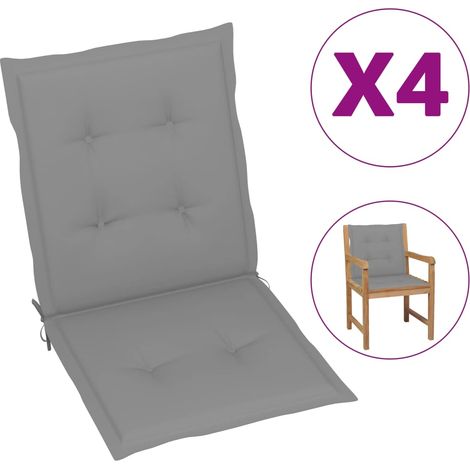 vidaXL Garden Lowback Chair Cushions 4 pcs Grey Oxford Fabric