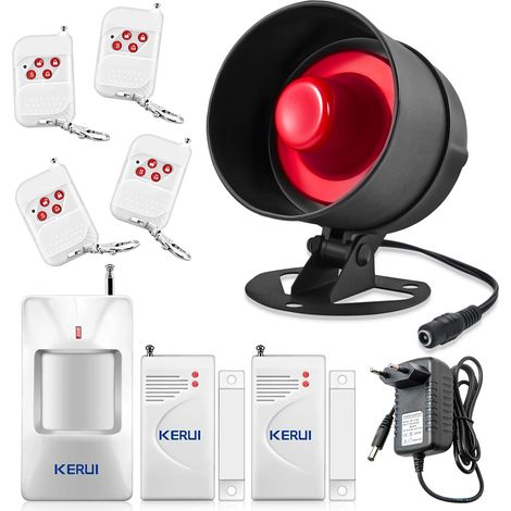 Alarme Maison sans Fil, Alarme Maison 10 Pièces avec115dB Sirène Alarme Porte Télécommande Detecteur de Mouvement Système de Sécurité Kit pour Alarme Garage/Camping Car (1/5)
