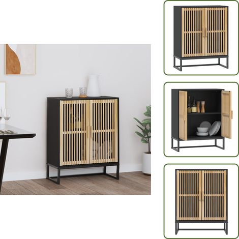 Sideboard Schwarz 60x30x75 cm Holzwerkstoff - Schreibtisch - Sideboard - Wohnzimmermöbel - Schwarz - Massivholzmöbel (1/5)
