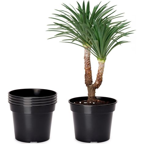 Garronda Pots Horticulture Ronds Pots pour Culture de Plants de Plantes et Fleurs GD-0025 (5 Pièces Noir, ⌀ 48cm H=35cm)