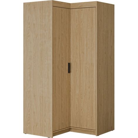 Armario de rincón Novduni 116, Roble, 191x98x98cm, Puertas de armario: Con bisagras, Número de estantes: 0
