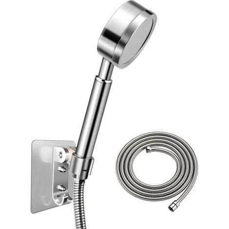 High Pressure Shower Head with 1.5m Hose and Bracket, 304 Stainless Steel Water Saving Shower Head Easy Installation and Cleaning (1/5)