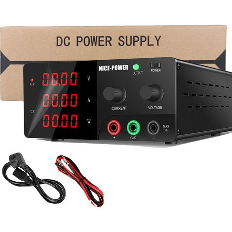 Fuente de alimentación de CC, salida ajustable, pantalla de alta precisión, color negro-a, 0-60V 0-10A 0-600W (1/2)