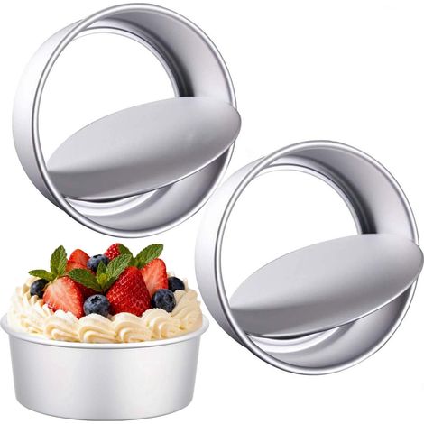 2 Pack 8 Inch Cake Tin Non-Stick Deep Aluminum Round Cake Deep Baking Tin with Removable Bottom Cake Baking Pan Cake Mould Tin for Baking, Bakeware Wedding Birthday Christmas Party (8 inch)