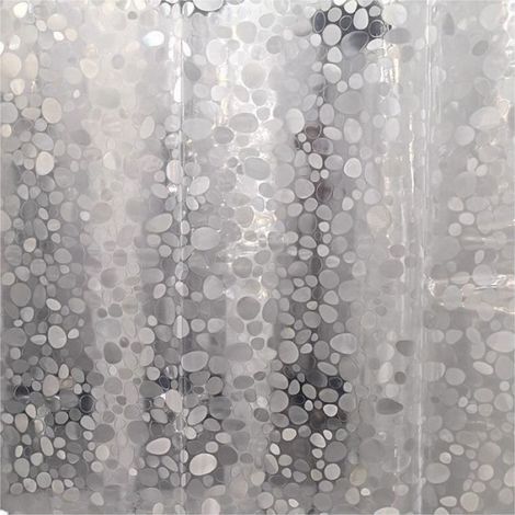 Rideau De Douche - PVC - Motif Galets - Pour Salle De Bain - 180 X 180 Cm (1/4)