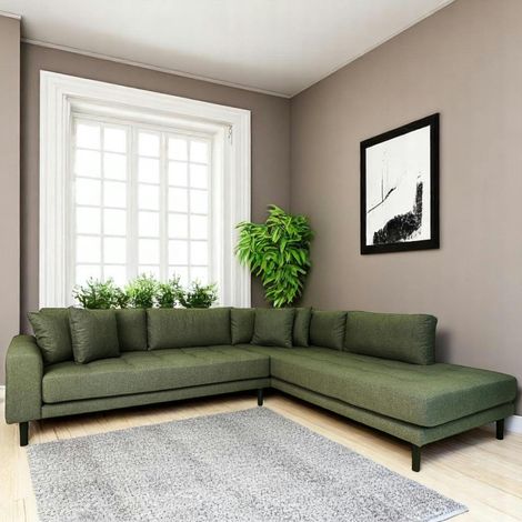 Canapé d'angle vert nature - côté droit, 257 cm ROTTERDAM (1/4)
