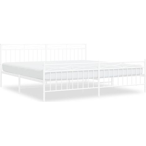 Maison Exclusive - Giroletto con Testiera e Pediera Metallo Bianco 193x203 cm (1/5)