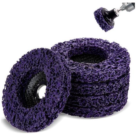 Lot de 5 Disques Abrasifs pour Meuleuse 100 mm 60 Poly Strip Disc Outil de Nettoyage pour Enlever Rouille/Peinture/Ecaillage,Violet (1/5)