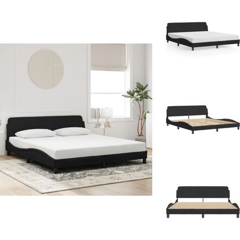 Cadre de lit sans matelas noir 180x200 cm velours - Cadre De Lit - Lit Double - Lit Velours - Lit Design - Literie (1/5)