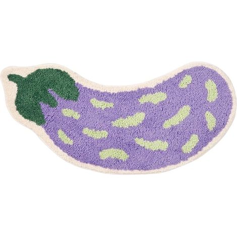 Witzige, weiche Badematte in Form einer Aubergine/Banane, saugfähig, rutschfest, waschbar, für Badezimmer und Toilette (1/4)