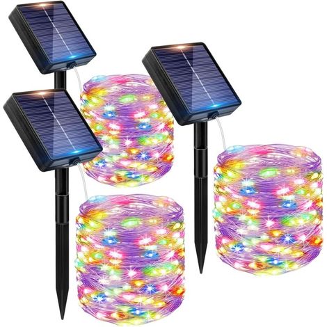 3er-Set Solar-Lichterketten für den Außenbereich, 3 x 12 m, 120 LEDs, IP65 wasserdicht, 8 Modi, Solar-Lichterketten für Garten, Terrasse, Weihnachten, Hochzeiten, Partys, mehrfarbig (1/5)