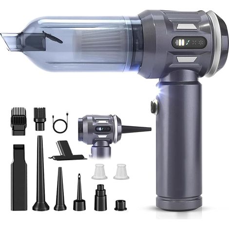 GBLY Handstaubsauger Akku Kabellos Grau 17000PA 4 in 1 Bürstenloser Motor 3 Stufen Tragbarer Für Tierhaare Auto Haushalt