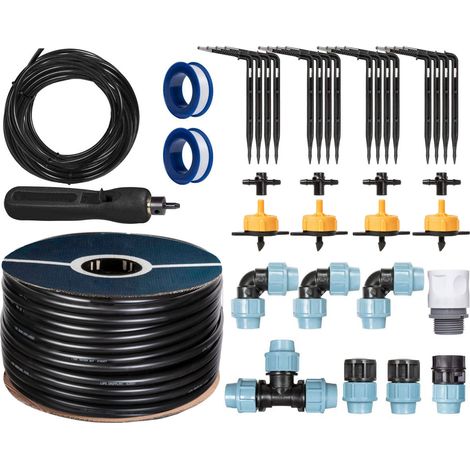HOLZBRINK Start Set Gewächshaus Bewässerung Bewässerungssystem inkl. 30 m LDPE Verlegerohr 20 mm, 4x Tropfer 2l/h, HTB-09-G-30