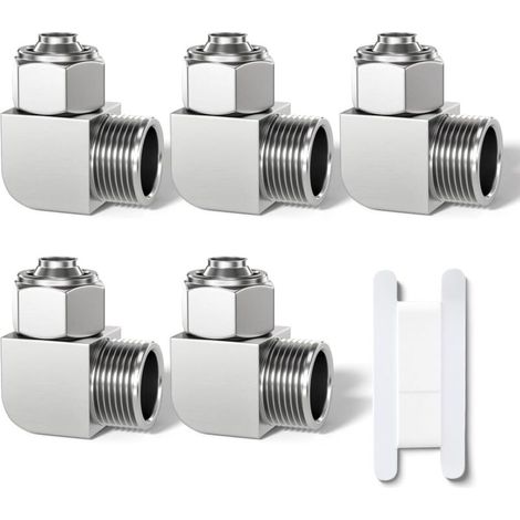 5 Pcs Tube 10mm OD x 1/4" Male Thread BSP 90 Degree Push to Lock Tube Nut Connect Pneumatic Fitting, KPL10-02 Quick Air Line Adapter (1/4)