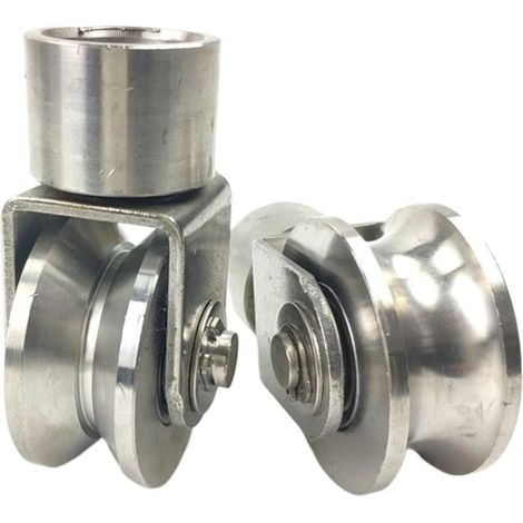 Roue universelle pour porte coulissante en acier inoxydable 304 de 2 pouces (poulie à rail en U à 360 degrés), couleur argent (1/5)