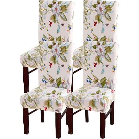 Lot de 4 housses élastiques pour chaises de salle à manger et tabourets de cuisine modernes et simples. (1/5)