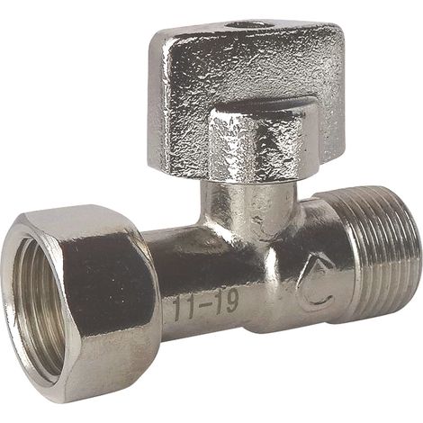 Robinet de WC 1/4 de tour droit nickelé brut M12/17 - Ecrou Prisonnier 12/17