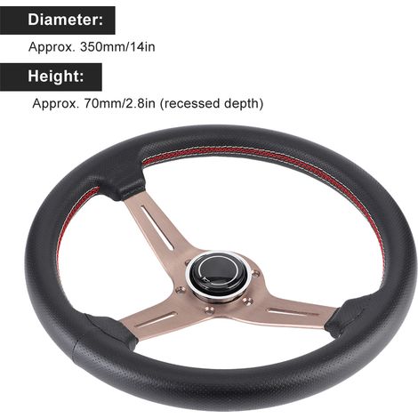NARDI 14-Zoll-Lenkrad aus perforiertem Leder mit rot-weißen Ziernähten im Innenraum und Messingrahmen zur individuellen Gestaltung von Fahrzeugen. (1/5)