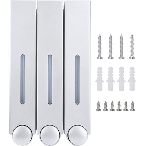 420ml Liquid Soap Dispenser with 3 Heads, Wall Mounted 28x15.3x9cm, Ideal for Shampoo and Shower Gel (1/5)