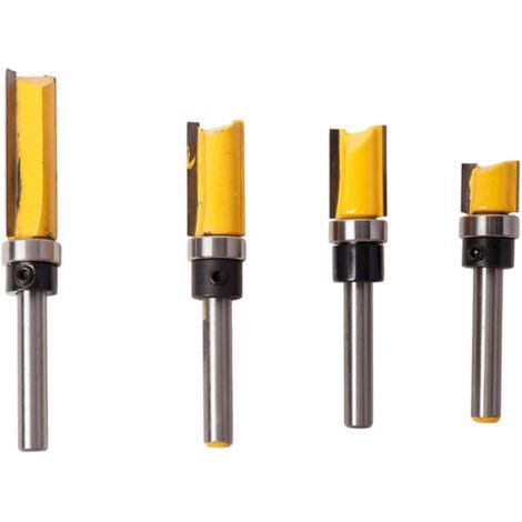 4 Pcs 6mm Routeur de Fraise à Bois Fraise a Copier Tige Affleurant Cutter Copie Routeur Routeur Routeur Rainure Cutter Tige Coupe Acier