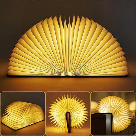 Lampe de lecture LED pliable en bois, lampe de bureau LED en noyer, veilleuse, lampe de lecture rechargeable USB grande capacité, lumière d'ambiance, lampe de lecture magnétique pliable à 360° (1/4)