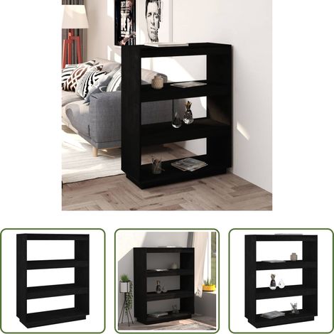 Étagère décorative - Bibliothèque/Séparateur de pièce Noir 80x35x103 cm Pin massif (1/5)