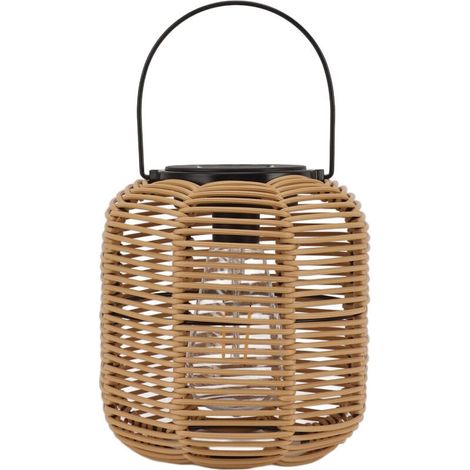 Lanterne solaire extérieure à suspension, étanche et décorative en rotin, pour table de patio, jardin, cour ou porche, avec lumière chaude (1/5)