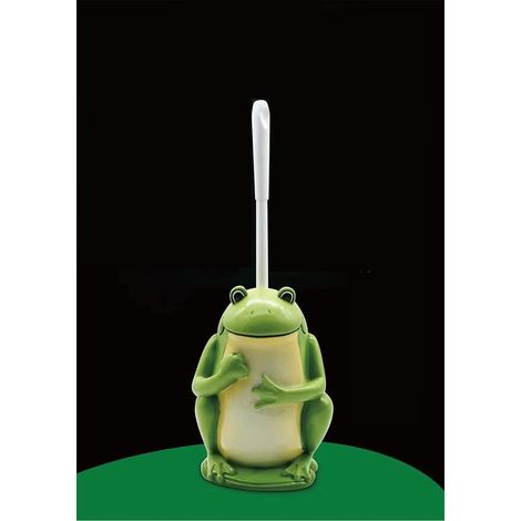 APEX Brosse de toilette compacte, porte-brosse de toilette fantaisie en résine avec motif grenouille. (1/5)