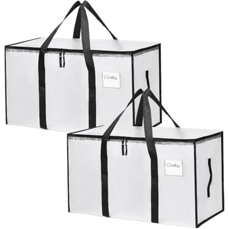 2 Pack Clear Clothes Storage Bags Water Resistant Thickened Storage Bag, 91L Large Foldable Packing Boxes Wardrobe Organizer Moving Bags for Bedding Clothes Blanket Duvet Toys (1/5)