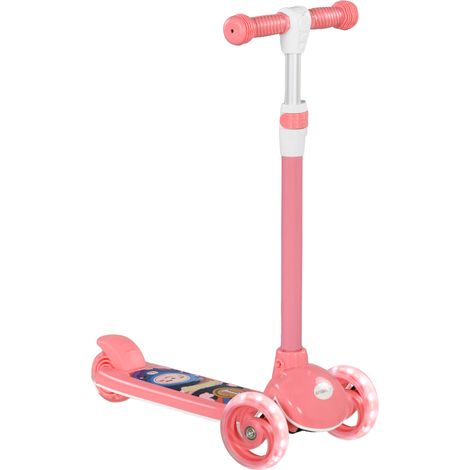 Patinete Infantil Patinete con 3 Ruedas Luces LED Altura Ajustable Carga 25 kg 52x29x63-76 cm Rosa (1/5)