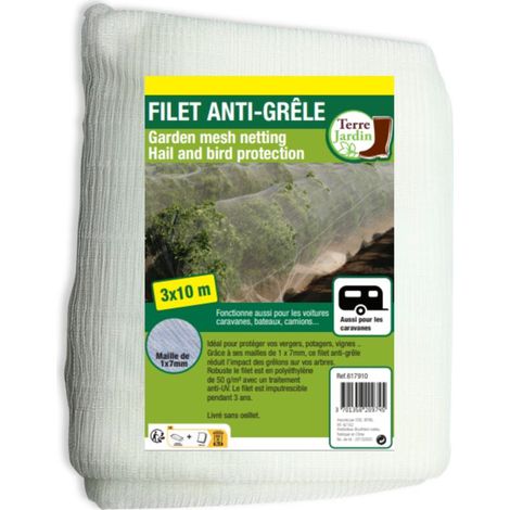 OSE Filet anti-oiseaux et anti-insectes 3x10 m Protection contre grêle et oiseaux Maille 1x7 mm Grammage 50 g/m² Traitement anti-UV