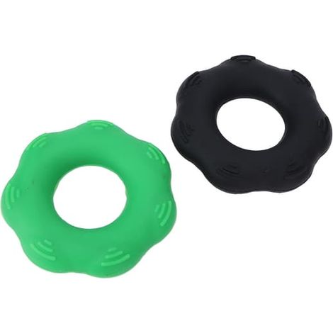 Renforceur de poigne en silicone en 2 pièces pour hommes et femmes, entraîneur de doigts 50 lb, vert foncé et noir (1/5)