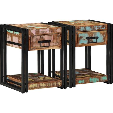 Nachttisch 2 pcs Mehrfarbig 40 x 40 x 50 cm Massives Altholz vidaXL (1/5)