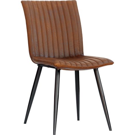 IRON LABEL 10 Sedia in vera pelle - cognac 44x56x89