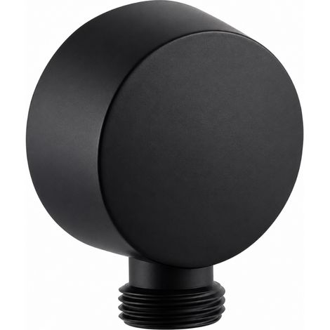 Schläfer 814511 Schläfer Presa Acqua Doccia Tonda Nero Opaco, Uscita Acqua Parete G 1/2" - Ø 20,86 mm, Raccordo Gomito per Flessibile Doccetta, P. 39,5 mm x Ø 50 mm Ottone Design Moderno