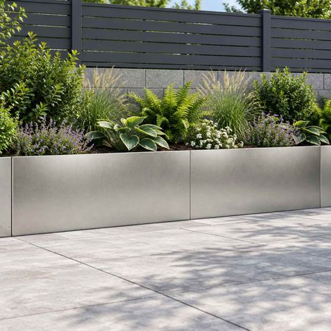 vidaXL Retaining Wall 2 pcs 100 x 12 x 30 cm Stainless Steel Silver (1/5)