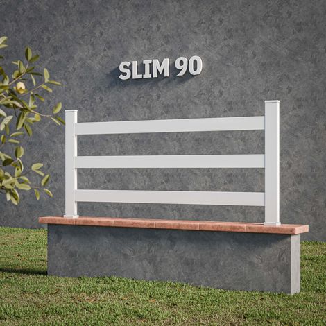 Kit Clôture SLIM PVC Blanc H. 90 cm x L. 5.60 m - 3 Lisses