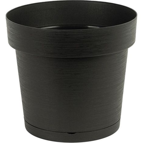 Vaso da fiori in plastica con sottovaso MELROSE GLAMOUR 20 cm, plastica, colore antracite, opaco (1/5)