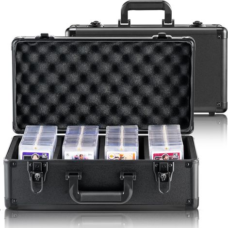 Vevor – Boîte de rangement pour cartes gradées – 4 emplacements – 108 PSA, 76 BGS, 84 SGC – Serrure à clé – Séparateurs en mousse – Coque en aluminium