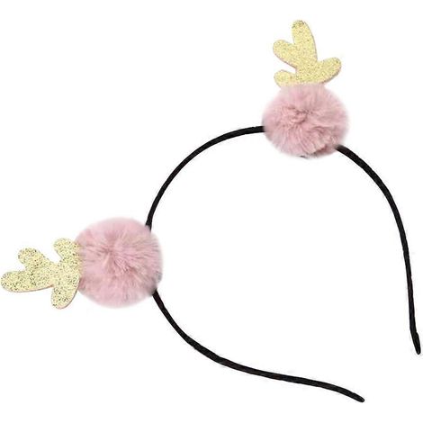 Bandeau en bois de cerf, accessoire pour cheveux, idéal pour les fêtes masquées de Noël, adultes et enfants (rose)-Pink (1/3)