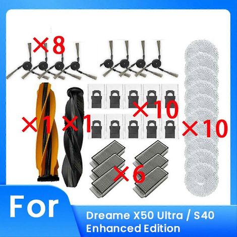 Lot de 36 pièces de rechange pour aspirateur Dreame X50 Ultra / S40 Enhanced Edition : filtre à brosse latérale principale (1/5)